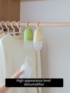 Clothes Dehumidification Box Reusable Hanging Dehumidifier Packs Anti-Mold with Water Collector&Hook for Wardrobe Closet Cabinet