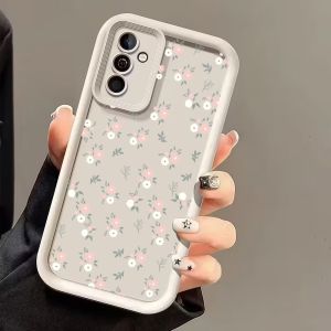 Matte Sand Step Camera Frame Phone Case For Samsung Galaxy A73 A72 A71 A56 A55 A54 A53 A52 A51 A50 Floral Print Shockproof Cover