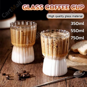 Striped Drinking Glass Cup Transparent Drinkware For Juice Coffee