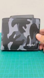Daiqisi 1008-1 Dompet Uang Lipat Tebal Pria Motif Loreng Tentara Bahan PU Kulit Jeruk Kilat