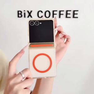 szhaiyu | Candy Color Transparent For Magsafe Magnetic Phone Case For Samsung Galaxy Z Flip 8 7 FE 6 5 Hinge Protection Hard Cover