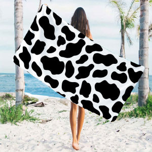 Cow Print Quick Drying Microfiber Beach Towel Lightweight for Swimming Camping Yoga - Bath Towel