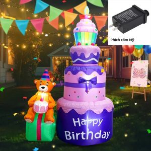 Bánh Sinh Nhật Màu Tím Có Nến Đồ Trang Trí Sân Vườn Bơm Hơi 18m/6ft Chủ Đề Gấu Nhỏ Tự Làm Trang Trí Ngày Lễ Cho Bữa Tiệc