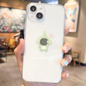 Cute Creative Antenna Baby 15Pro Max Phone Case Transparent Anti-Fall Full Cover Silicone Shell for Women Compatible with 14 13 12Mini