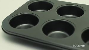 Air Fryer Pancake Pan 4-Cup Black Non-Stick Mini Oven Cupcake Baking TrayCarbon Steel Round Waffle MoldSuitable for Egg Tarts