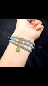vòng tay nữ dáng chuỗi lam ngọc thiên thanh tự nhiên mix ngọc trai charm bi cầu vàng tây và charm hồ ly lam ngọc bọc vàng tây vòng tay đá phong thủy trang sức thiết kế đủ hóa đơn thẻ bảo hành