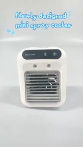 Portable Air Conditioning Fan Mini Desktop Air Conditioner Water Cooling Fan Dual Spray 2 Speeds Rechargeable Mobile Air Cooler Multifunction Humidifier for Home Office Car