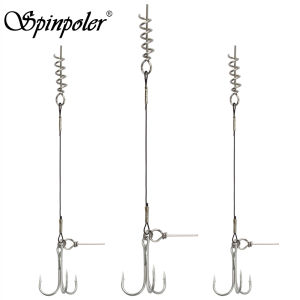 Spinpoler 3pcs Stinger Wire Trace Leader Corkscrew Sharp Triple Hook Pike Fishing Rig For Softbait Shad Lure Gear Accessories