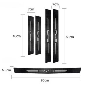 BYD CARE | 5Pcs Leather Car Door Decals Carbon Fiber Threshold Anti Scratch For BYD Atto 3 Yuan Plus Han Tang EV F3 E6 Dmi Song F0 Qin Pro