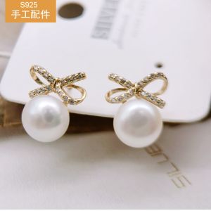 Hoa Tai Ngọc Trai Bướm DIY Phụ Kiện Bạc Nguyên Chất 925 Hạt Phẳng 8mm Hạt Trống Hoa Tai Treo Phụ Kiện Trang Sức Thủ Công