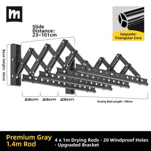 MINGZHI | Space-saving Foldable Retractable Side Wall Mounted Drying Rack