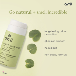 Avril Organic Stick Deodorant for Sensitive Skin - Light Almond Fragrance 24-Hour Protection Non-Greasy