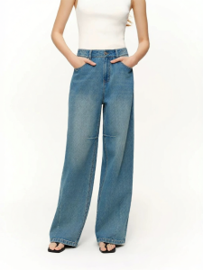 DUSHU | Stylish Retro High-Waist Straight-Leg Denim Pants