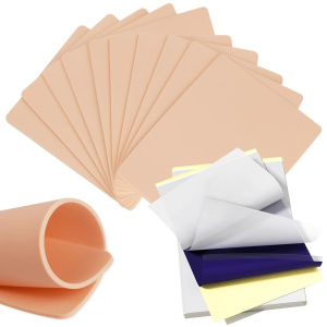 แผ่นหนังเทียมสำหรับฝึกสักลาย หนังปลอมสำหรับฝึกสักลาย หนังสังเคราะห์สำหรับฝึกสักลาย และกระดาษทรานเฟอร์สำหรับฝึกสักลาย สำหรับผู้เริ่มต้นฝึกฝน