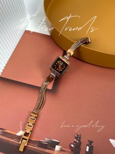 Elegant Retro Square Womens Watch Bracelet Combo Fashionable Replicated Design Quartz Movement Alloy Case Mineral Glass New 2025