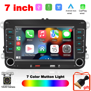 For VW Passat Golf Caddy Polo 7Inch Double Din Touch Screen Car Multimedia Player Wireless CarPlay Android Auto Bluetooth FM RDS