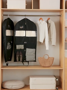 1pc Garment bag hanging clothes bag double zipper and large mesh pocket