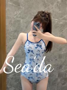 Seada Blue Butterfly Knot 2025 New Professional Speed Suit One-Piece Swimsuit for Women Pool Competitions Nylon Fabric Beach Scene