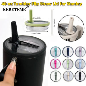 KEBETEME 40 Oz Tumbler Flip Straw Lid Replacement Fit For Resistant Tumbler Lids Reusable Straw Cap
