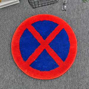 Internet Celebrity Fun Carpet 60cm Traffic Guidepost Floor Mat Bedroom and Household Bathroom Water-Absorbing Non-Slip Mat Household round