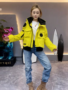 Fashionable Short Cotton Jacket Womens Spring Autumn Wear Commute Style Zipper Pocket European Fashion Polyester Fiber