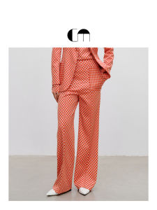 Womens Plaid High Waist Wide Leg Pants