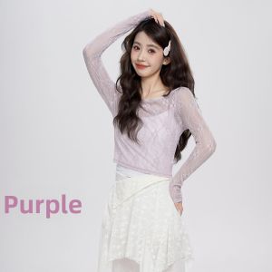 aiwuge | Ballet Practice Top for Women Long Sleeve Boatneck Cover Shirt