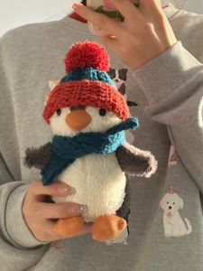 Handmade Plush Toy Penguin Doll with Hat Scarf Set Cute Mini Gift for Girls Creative Festival Supplies Creative Dolls