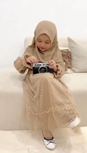 Gamis Anak Tile Quenbee Junior Honeybee Warna Coklat Size 2-10Tahun