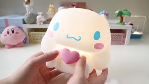 3 Light Sanrios Cartoon Desk Lamp Rabbit Lamp Kawaii Cinnamoroll Bedroom Bedside Lamp Silicone Pat Night Light ChildrenS Eye Protection Lights