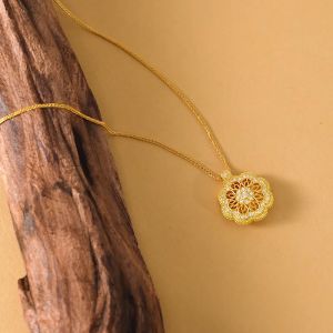 Chow Sang Sang 周生生 999 Gold Diamond Cultural Blessings Buddhist Mandala Necklace for Women 47cm 95563N