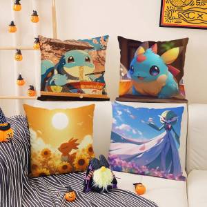 Bandai | Pokemon Officer Jenny Anime Plush Pillow Cover Soft Short Plush Cushion Cover For Sofa Bedroom Home Decor Gift