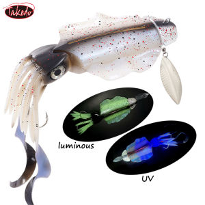 TAKEDO LD01 New Design 26cm 285g Luminous UV Effect Squid Lure Vivid Elastic Soft Bait Octopus Fishing Lures With Hooks