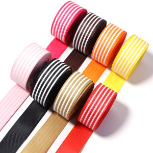 2.5cm Single Face Stripe Black And White Red Blue Stripe Grosgrain Ribbon Sewing Tape Party Ribbon Soft Fabic Wrap Band Webbing