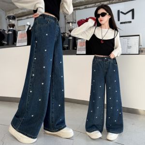 Fashionable Casual Embroidered Denim Pants