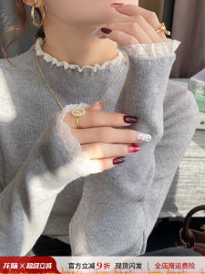 Gray Knitted Base Shirt Womens Autumn Winter Inner Wear 2025 New Popular High-End Feeling Small Top Half High Collar Sweater