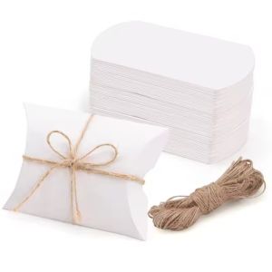 50/100PCS Pillow Candy Paper Box Kraft Paper Packaging Box Used For Candy Jewelry Gifts DIY Christmas Birthday Party Decoration