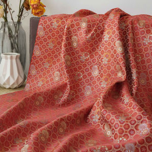 ผ้าแจ็คการ์ดลายดอกเดซี่วินเทจสำหรับเดรสกี่เพ้าเสื้อผ้าแบบ Hanfu เรขาคณิตลายดอกไม้ผ้าทอ