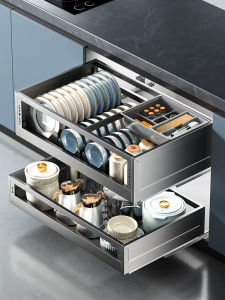 Drawer Style Dual Layer Stainless Steel Kitchen Drawer Basket