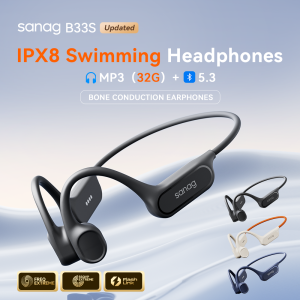 Sanag B33S Bone Conduction Earphones IPX8 Swimming Choice 32G Memory Headphones APP Touch Control Wireless Bluetooth MP3 Headset