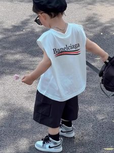 เสื้อกั๊กเด็กแขนกุดคอตตอนฤดูร้อน ทรงหลวม น้ำหนักเบา สำหรับเด็กชายและเด็กหญิง อายุ 2-14 ปี เสื้อผ้าเด็ก เสื้อกั๊ก