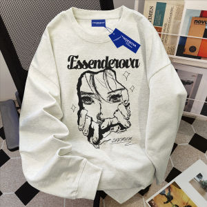 เสื้อยืดแขนยาวผู้หญิงผ้าฝ้ายแท้สไตล์อเมริกัน สีขาว น้ำเงิน ทรงหลวม ฤดูใบไม้ร่วง 2025 เสื้อชั้นในคู่รัก ผ้าฝ้ายทอละเอียด เสื้อชั้นใน