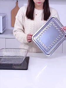LILIER 2 IN 1 Kitchen Food Strainer Basket With Tray Stainless Steel Sink Strainer Draining Basket Shelf