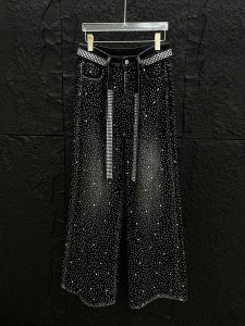 New Vintage Washed Wide Leg Mens Jeans with Sashes Loose Fit Fashionable Casual High Waist Long Pants Spring Autumn Wear