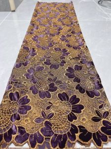 African Velvet Sequined Lace Fabric 2026 High Quality Embroidery Nigerian French Lace Fabric For Sewing Party Dress 5 Yards