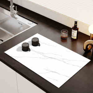 VIKAMA Modern Marble Kitchen Countertop Drainage Mat Diatomaceous Earth Absorbent Mats Dish Drying Mats Wash-Free Bar Coasters