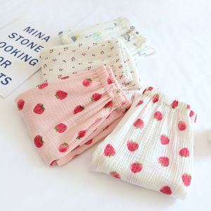 Spring and Summer Thin Childrens Washed Cotton Gauze Anti Mosquito Pants Boys Pajama Pants Girls Home Pants Baby Matching Air Conditioning Pants