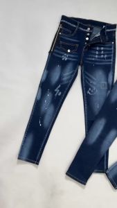 Quần jean nam chất bò form skiiny co giãn phối khoá kéo loang màu cao cấp mẫu mới-ATC77 SHOP