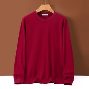 Áo Thun Dài Tay Màu Trơn Rộng Rãi Cổ Tròn Cho Nam Trung Niên Và Trẻ Trung Mùa Xuân Thu Cỡ Lớn 300 Pound