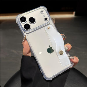 Clear Wristband Kickstand Case for IPhone Air 17 16 15 13 11 Pro Max 14 Plus 12 Mini 13Mini Shockproof Wrist Strap Soft Cover